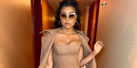 Taraji P. Henson is seen wearing embellished Anna-Karin Karlsson Rose et le Reve Tobacco Limited Edition sunglasses in her Instagram post