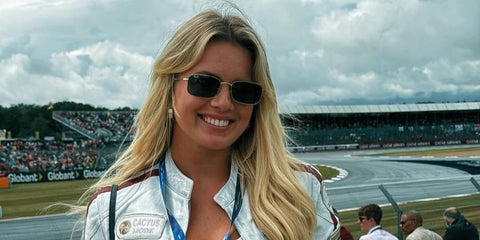 Television personality Tasha Ghouri of Love Island (2022)was seen wearing gold Ray-Ban RB 3746 001/31 rectangular sunglasses at the F1 Grand Prix of Great Britain 2025.