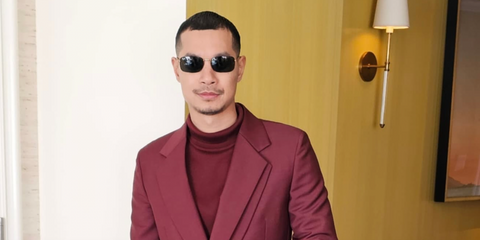 British-Thai actor Tayme Thapthimthong was seen wearing black and gold Ray-Ban RB 3746 9271/58 rectangular sunglasses to attend the White Lotus season 3 finale screening at the Four Seasons Hotel Westlake Village