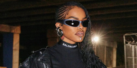 Teyana Taylor is seen wearing Balenciaga BB0157S 008 sunglasses to the brand's Spring/Summer 2024 fashion show after party in Paris