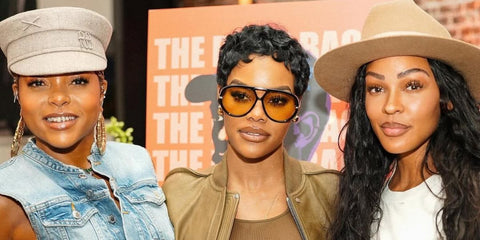 Teyana Taylor (center) is seen wearing Bottega Veneta BV1273S 003 Drop Aviator sunglasses in her Instagram post