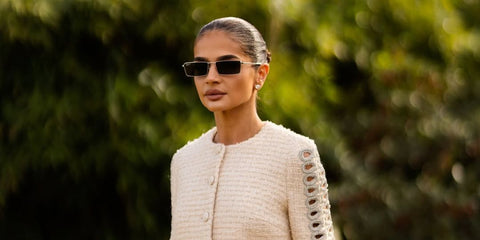 Thassia Naves was seen wearing Ray-Ban Emy RB 3741 003/9A Polarised sunglasses to attend Georges Hobeika Fall/Winter 2025 Haute Couture fashion show during Paris Couture Week, January 2025