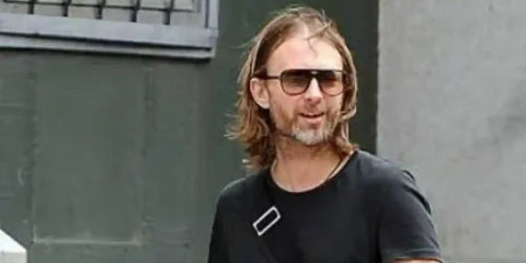 Thom Yorke of Radiohead was seen wearing Cutler and Gross Sun 9782 02 Black on Horn sunglasses