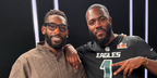 Tinie Tempah, pictured with comedian Mo Gilligan, was seen wearing matte black Ray-Ban Meta Headliner RW4009 601S/1Z Photochromic Smart Glasses in his Instagram post, July 2025. Shop online now on Pretavoir