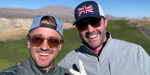 Tom Felton was seen wearing Oliver Peoples Finley Esq Sun OV5298SU 1471/42 Blush/Rose Quartz sunglasses in his friend Paul Hodge Instagram story