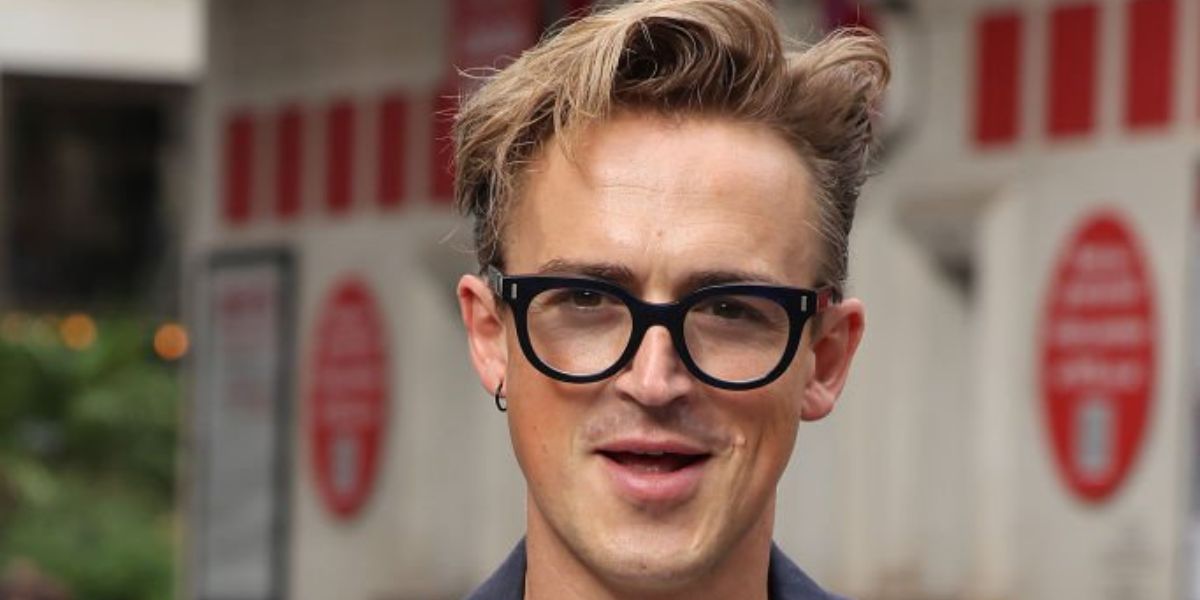 Tom Fletcher of McFly was seen wearing Cutler and Gross 1304 03 Black on Camouflage round optical glasses while arring at the Heart Breakfast Radio Studios in London, September 2023
