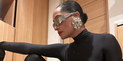 Tracee Ellis Ross is seen wearing metal Balenciaga BB0041S 002 sunglasses in her Instagram post