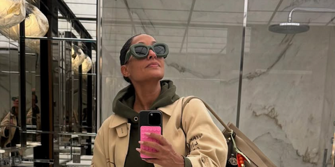 Tracee Ellis Ross is seen wearing dark green Loewe Inflated LW40117I 96N sunglasses in her Instagram post