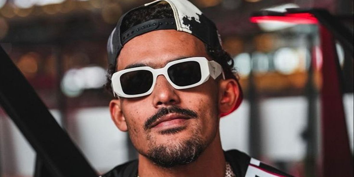 Basketball player Trae Young of the Washington Wizards was seen wearing white Prada PR 17WS 1425S0 Symbole sunglasses.