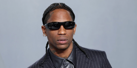 Travis Scott was seen wearing black Oakley Highland OO9522 01 Prizm sunglasses at the 2026 Vanity Fair Oscars Party in Los Angeles.