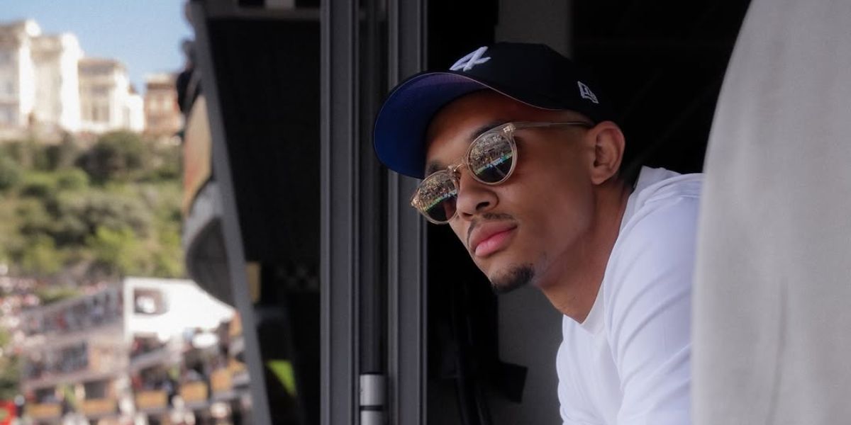 Trent Alexander-Arnold was seen wearing grey transparent Oliver Peoples OP-13 Sun OV5504SU 1757/P1 round sunglasses with Polarised lenses at the 2024 F1 Monaco Grand Prix