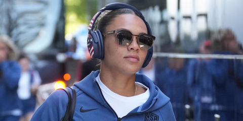 Footballer Trinity Rodman of US National Team was seen wearing brown and transparent brown Oakley HSTN OO9242 07 Prizm sunglasses ahead of a friendly game against the Wales National Team in San Jose, California, June 2023.