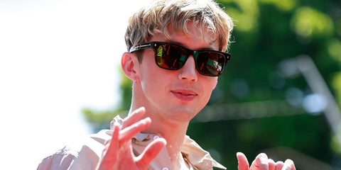 Troye Sivan is seen wearing Prada PR A17S 16K20G Polarised sunglasses to the ARIA Awards