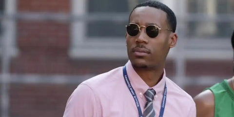 Tyler James Williams was seen wearing gold Ray-Ban Round Metal 3447 001 sunglasses in Abbott Elementary season 1 episode 2