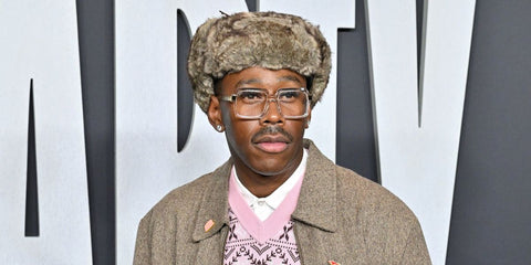 Tyler, the Creator was seen wearing transparent Cazal Legends 607 065 optical glasses at the Los Angeles premiere of Marty Supreme, December 2025.