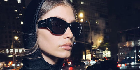 Valentina Sampaio is seen wearing Saint Laurent SL 713 001 round sunglasses in her Instagram post
