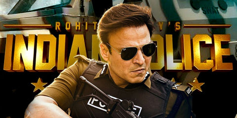 Bollywood actor Vivek Oberoi was seen wearing Ray-Ban Aviator 3025 L0205 Gold/G15 Green sunglasses in the promotional image of 2022 movie "Indian Police Force"