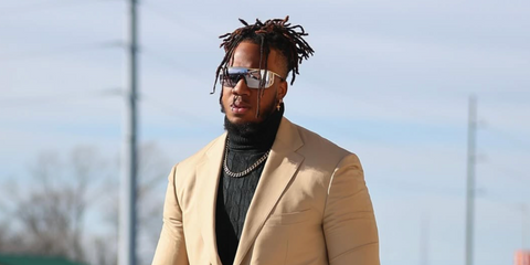 Wanya Jacques-Keyshawn Morris was seen wearing gold Tom Ford Pavlos-02 TF980 30C sunglasses with light silver mirror lenses in his Instagram post