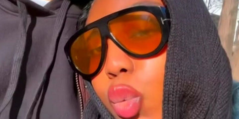 Television personality Whitney Adebayo of Love Island was seen wearng black Tom Ford Bronson TF1044 01E sunglasses with yellow lenses