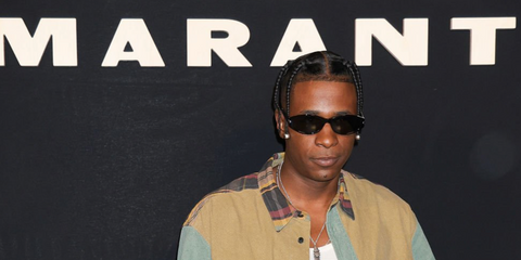 French-Cameroonian rapper Yame was seen wearing black Isabel Marant IM 0265/S 807IR sunglasses at the Isabel Marant Fall/Winter 2026 fashion show during Paris Fashion Week.