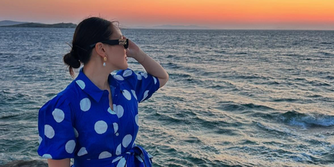 Australian actress Yerin Ha was seen wearing black Miu Miu MU 09WS 1AB5S0 sunglassses in Mykonos, Greece, shared through her Instagram post in June 2025.