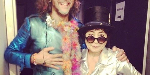 Yoko Ono is seen wearing Cutler and Gross Sun 1374 02 Black on Camouflage round sunglasses in her Instagram post