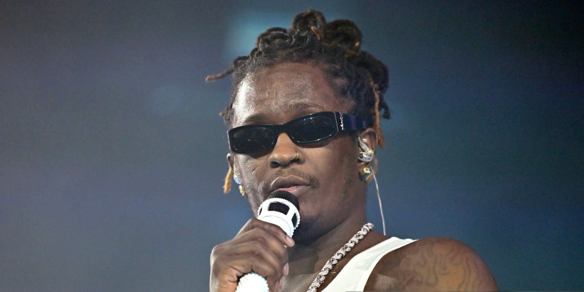 Rapper Young Thug was seen wearing black Saint Laurent SL M140 001 sunglasses at the ComplexCon 2025 in Las Vegas.