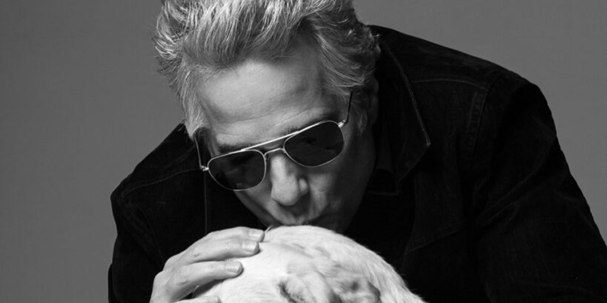 Cuban-American actor Yul Vazquez was seen wearing Randolph Aviator Matte Chrome AF085 sunglasses, photographed with his dog Gwen by Parker Burr