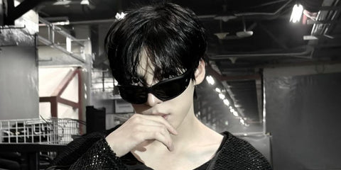 South Korean singer Yunho of K-Pop group ATEEZ was seen wearing black Diesel DL3002 501S/87 sunglasses in his  Instagram post, March 2026.