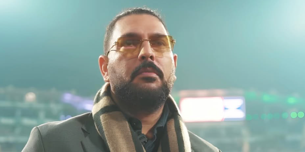 Indian cricketer Yuvraj Singh was seen wearing gold Cartier Panthere CT0430S 003 rimless sunglasses with yellow lenses in December 2025.