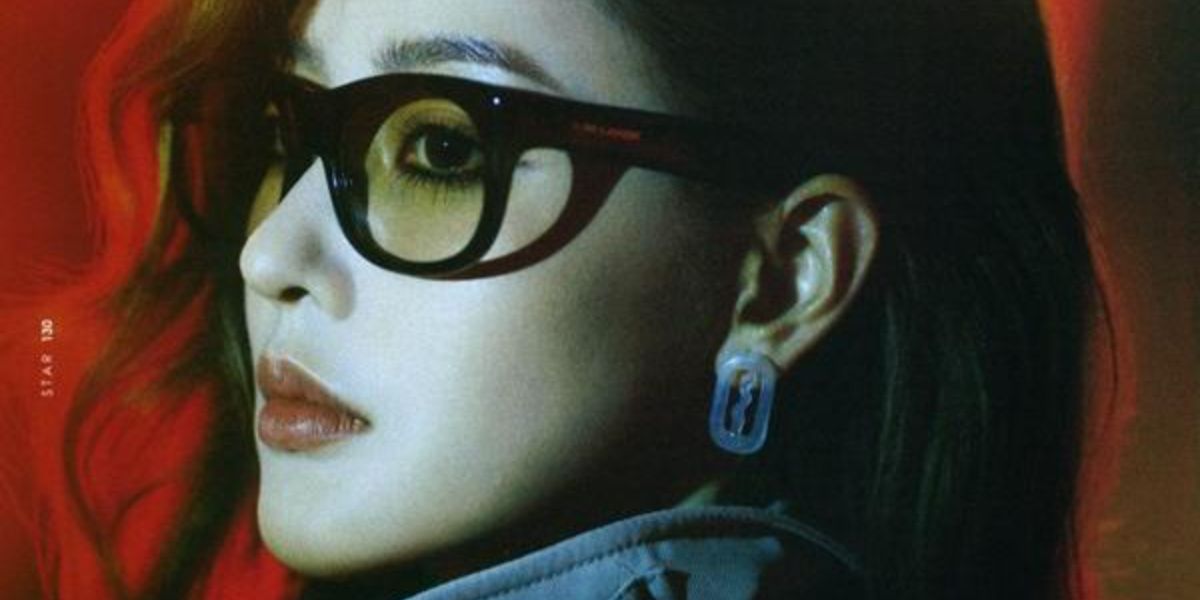 Chinese actress Zhang Tian'ai was seen wearing black Saint Laurent Sun SL 815 Romy 006 sunglasses with light yellow lenses in the cover story of L'Officiel Hommes China, November 2025.