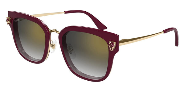 Cartier CT0509SA-003 Sunglasses Gold Red Acetate/Metal Cartier Rimlesssun CT0039RS 001 Sunglasses Wood Gold/Red  main image 4