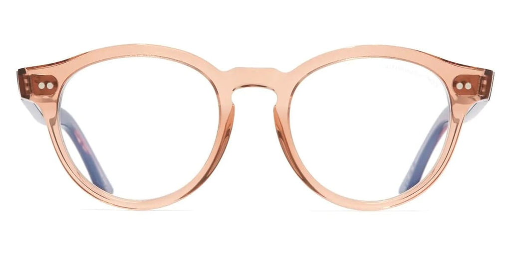 Cutler and Gross 1378 13 Crystal Peach and Striped Brown Havana with Blue Control Glasses