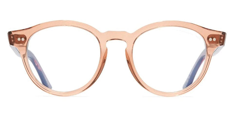 Cutler and Gross 1378 13 Crystal Peach and Striped Brown Havana with Blue Control Glasses