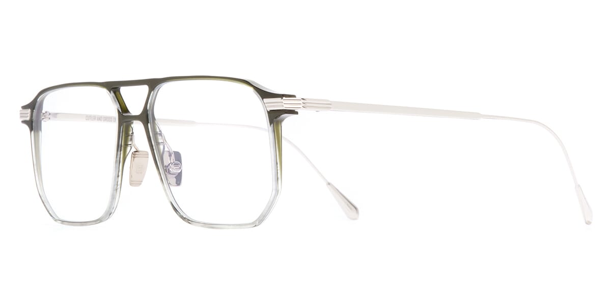 Cutler and Gross Aurum 0006 03 Green to Rhodium Grey Gradient Glasses