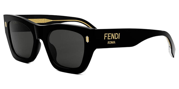FENDI Roma FE40100I 01A Black Square Sunglasses With Grey Lenses - US FENDI Roma FE40100I 01A Black Square Sunglasses With Grey Lenses - US
