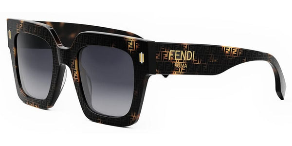 FENDI Roma FE40101I 55B Brown Logomania Square Sunglasses With