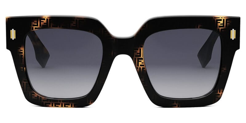 NWT Fendi Roma FF Logo Square Sunglasses Havana Brown FE40100I 55E fendi-fe40100i-55e-53-20-  main image 2
