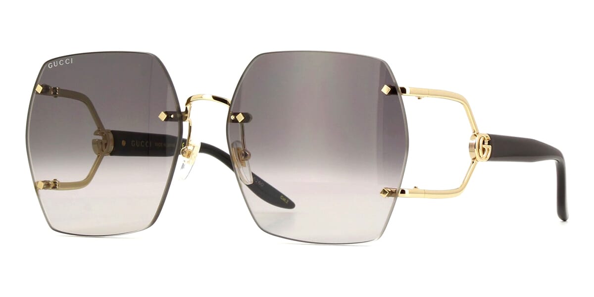 Geometric frame sunglasses in yellow gold-toned metal | GUCCI® US