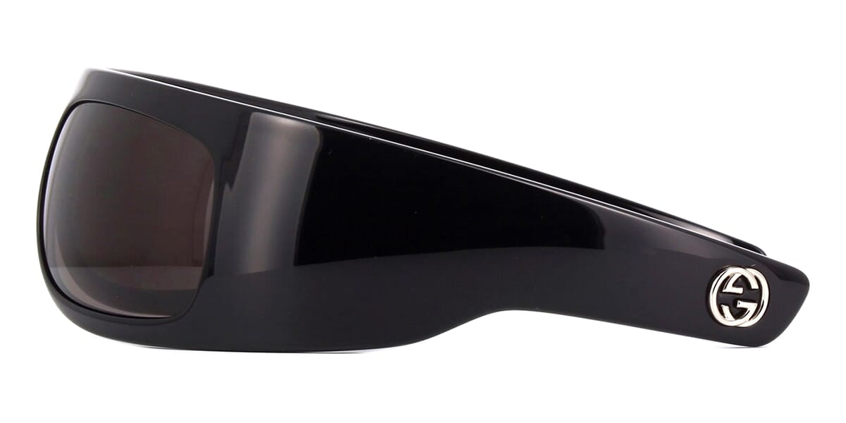 Gucci rectangular wrap-around sunglasses in black acetate.