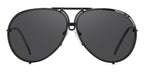 Porsche Design 8478 D Black Frame - Grey & Silver Lenses - As Seen On Kim Kardashian