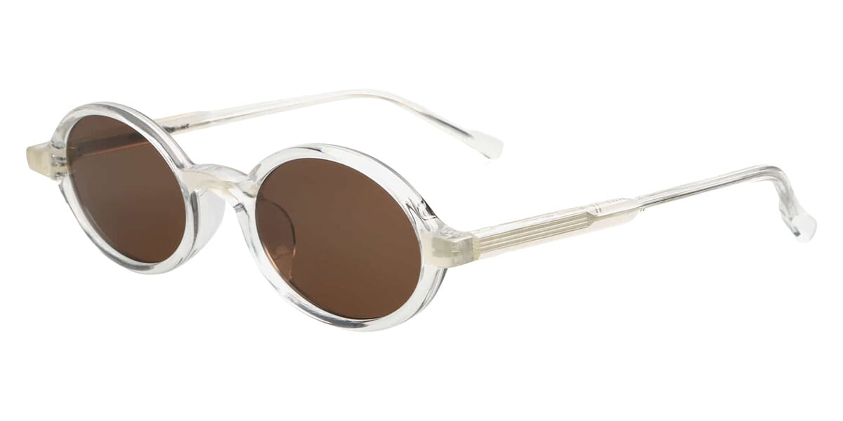 Clear Narrow Retro-Vintage Round Tinted Sunglasses with Medium Orange  Sunwear Lenses - Chaplin