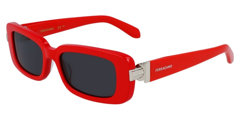 ASOS DESIGN oversized rectangle sunglasses with bevelled frame and smoke  lens in red | ASOS