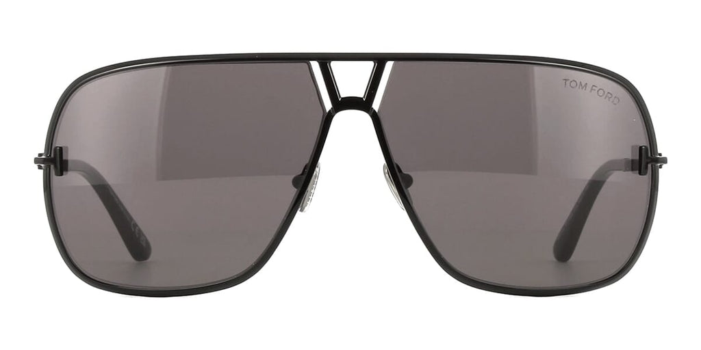 Tom Ford Black Oversized Square Sunglasses with Silver T Accents Tom Ford Smoke Square Sunglasses FT1166-K 01A 54  main image 4