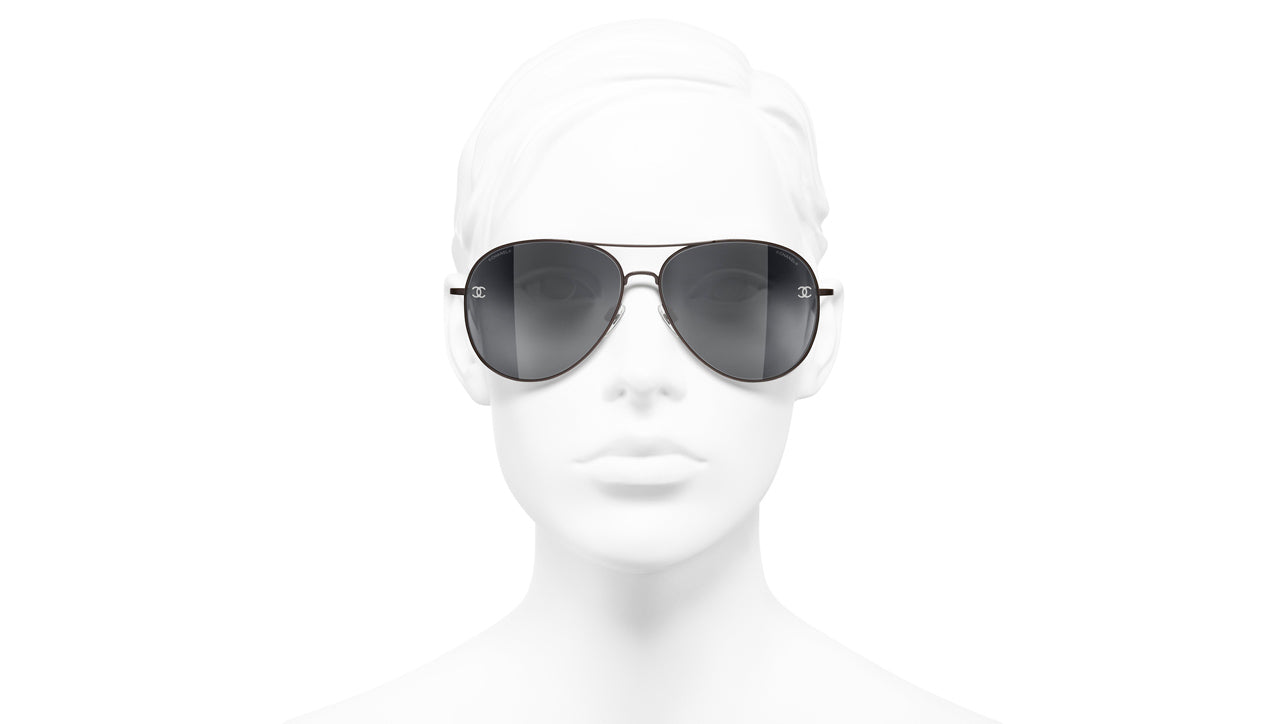 CHANEL, Accessories, Chanel Pilot Sunglasses Titanium Calfskin Gold  Lenses Brown Gradient