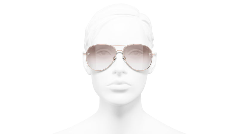 Chanel 4189TQ C117/13 Pink Gold Pilot Sunglasses | PRETAVOIR - US