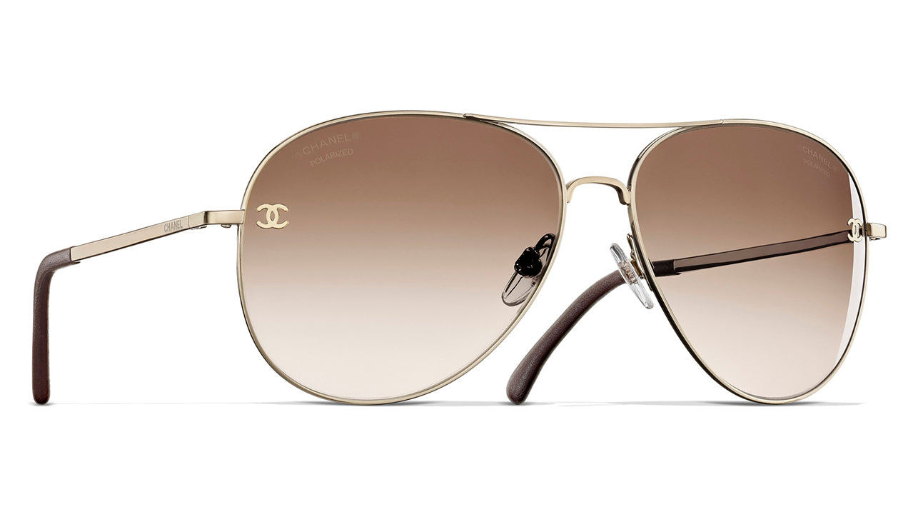 Chanel Silver Tone/ Brown Gradient 4195-Q Quilted Aviator Sunglasses Chanel  | TLC