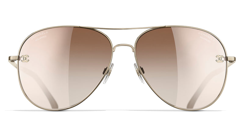 CHANEL Metal Polarized Aviator CC Sunglasses 4189-T-Q Brown 1294495