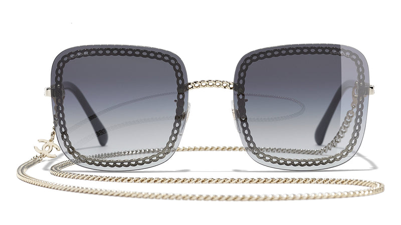 CHANEL 4246-H c.395/1W Square Gold Transparent Pearls Sunglasses