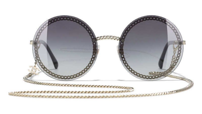 chanel round sunglasses with chain